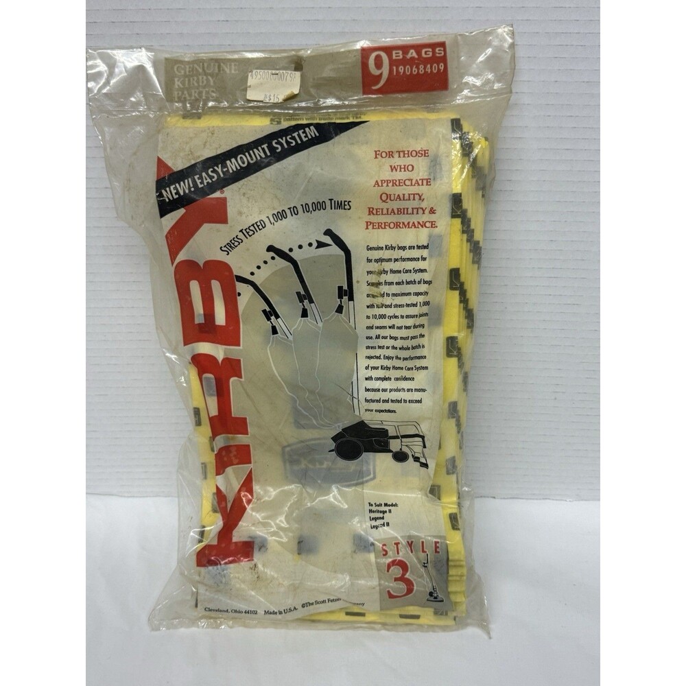 8 Genuine Kirby Vacuum Cleaner Bags Style 3 - part # 19068409 Pre Owned Open Pkg